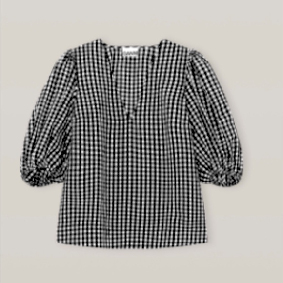NWT - Ganni - Seersucker Check Blouse - Black
Size: US 8/10 - Picture 1 of 4